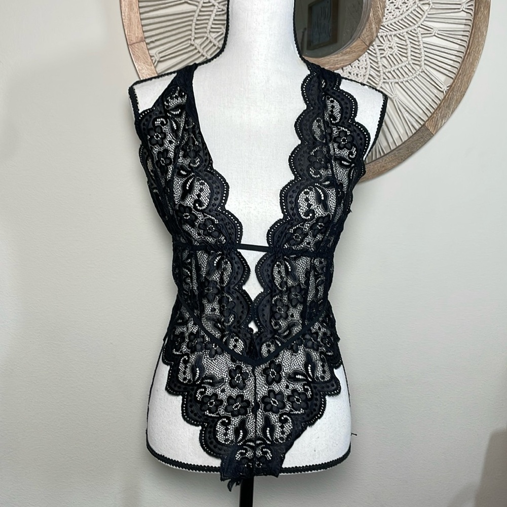 Lace Bodysuit Deep V Babydoll One Piece Teddy  Slim Pajamas Negligees Large